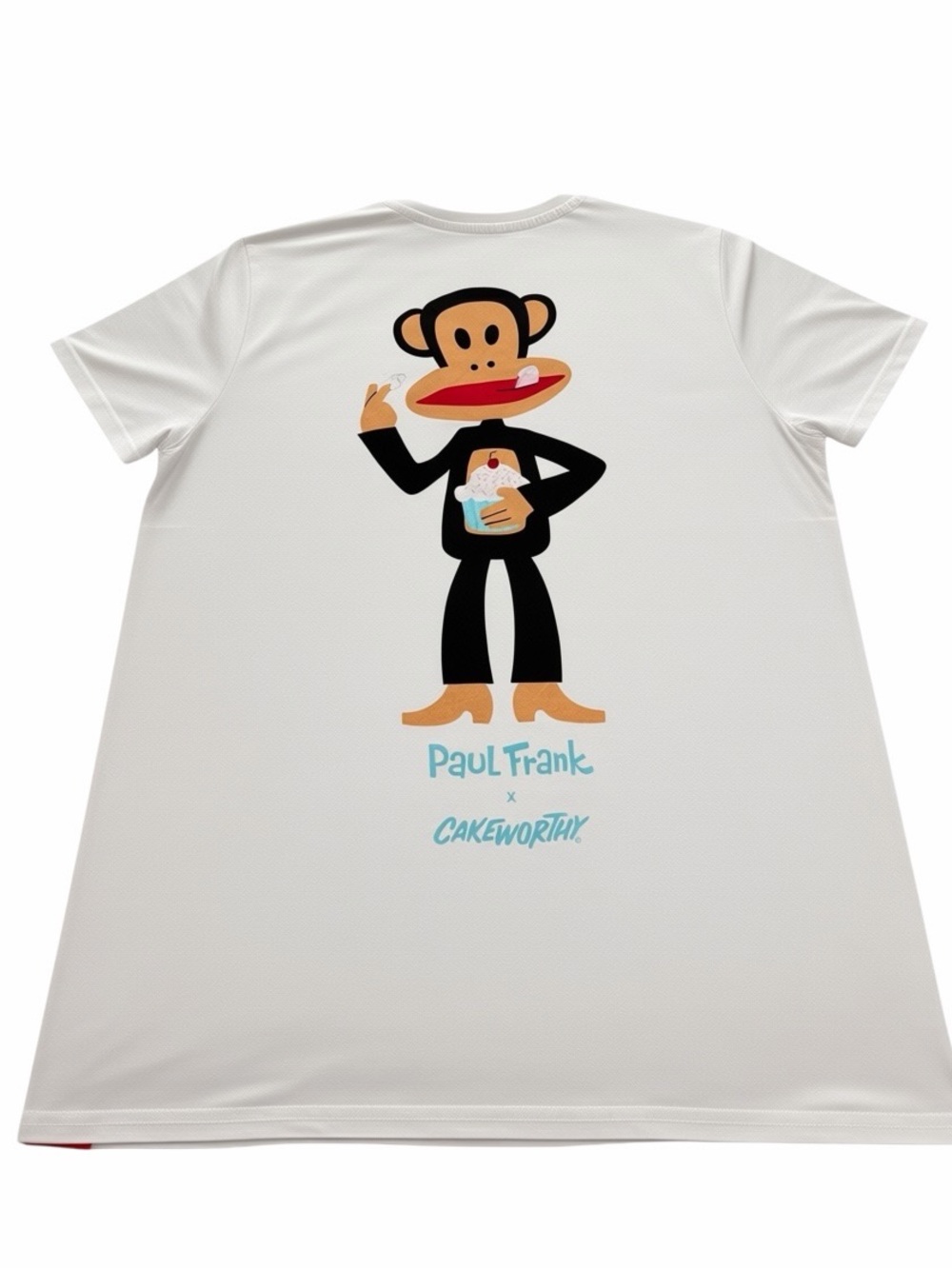 Paul Frank White Tee with Julius Monkey Cupcake Graphic